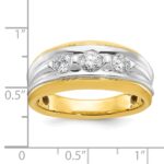 IBGoodman 14k Two-tone Men's Polished and Grooved 3-Stone 3/4 Carat AA Quality Diamond Ring - Image 3