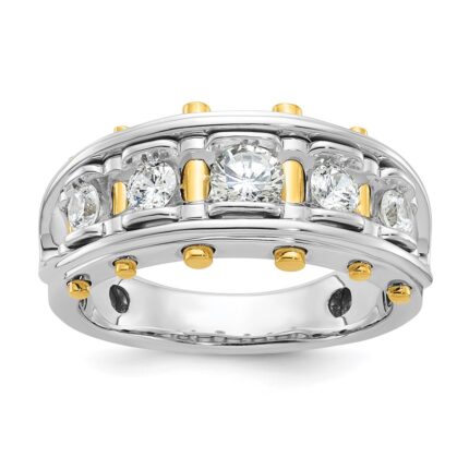 IBGoodman 14k Two-tone Men's Polished and Cut-Out 5-Stone Ring Mounting