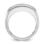IBGoodman 14k White Gold Men's Polished and Satin 3-Row 2 1/8 Carat AA Quality Diamond Ring - Image 2