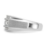 IBGoodman 14k White Gold Men's Polished and Satin 3-Row 2 1/8 Carat AA Quality Diamond Ring - Image 5