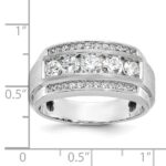 14k White Gold IBGoodman Men's Polished & Satin 3-Row Ring Mounting - Image 3
