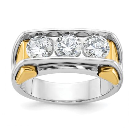 14k Two-tone IBGoodman Men's Polished 3-Stone Ring Mounting