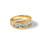 True Origin IBGoodman 14k 3 1/2 carat Lab Grown Diamond VS+ F+ Five Stone Complete Polished Brushed and Grooved Men's Ring - Image 9