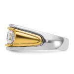 IBGoodman 14k Two-tone Men's Polished and Grooved 3-Stone Ring Mounting - Image 5