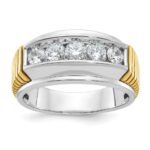 IBGoodman 14k Two-tone Men's Polished and Textured 5-Stone 1 Carat AA Quality Diamond Ring