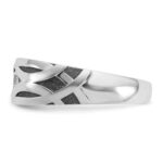 IBGoodman 14k White Gold Men's Polished Satin and Grooved Ring Mounting - Image 5