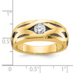 IBGoodman 14k with Black Rhodium Men's Polished Satin and Grooved 1/3 Carat AA Quality Diamond Ring - Image 3