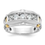 IBGoodman 14k Two-tone Men's Polished and Textured 5-Stone Ring Mounting