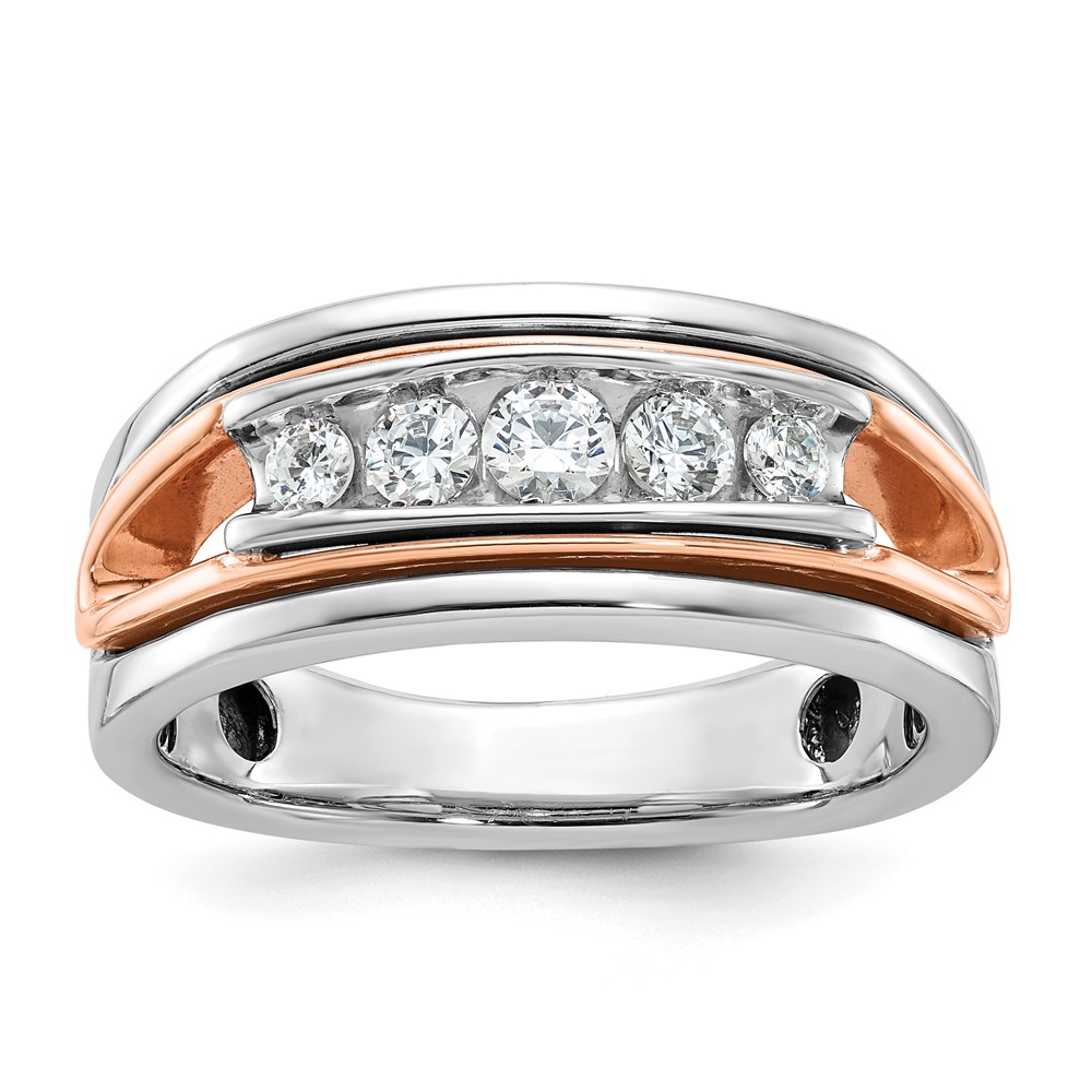 B64129-4WRAA.jpg IBGoodman 14k Rose and White Gold Men's Polished Cut-Out 5-Stone Ring Mounting - Image 1