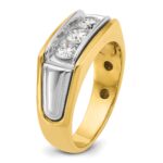 IBGoodman 14k Two-tone Men's Polished and Grooved 3-Stone Ring Mounting - Image 8