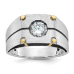14k Two-tone IBGoodman Men's Polished and Satin Diamond Ring Mounting