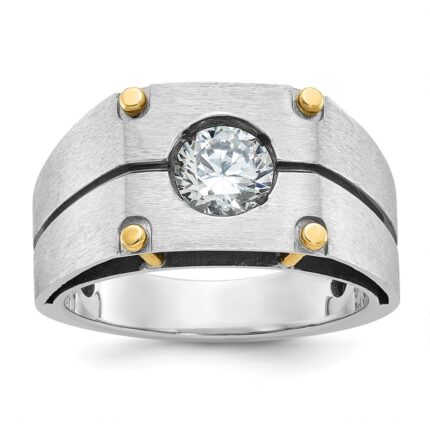 14k Two-tone IBGoodman Men's Polished and Satin Diamond Ring Mounting