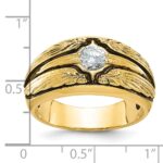 IBGoodman 14k with Black Rhodium Men's Polished and Textured Solitaire 1/2 Carat AA Quality Diamond Ring - Image 2