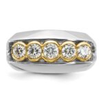 IBGoodman 14k Two-tone Men's Polished Graduated 5-Stone 1 Carat AA Quality Diamond Ring - Image 6