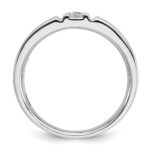 IBGoodman 14k White Gold Men's Polished and Grooved Black and White 1 Carat AA Quality Diamond Ring - Image 2