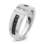 IBGoodman 14k White Gold Men's Polished and Grooved Black and White 1 Carat AA Quality Diamond Ring - Image 8