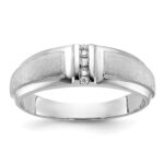 IBGoodman 10k White Gold Men's Polished and Satin 3-Stone Ring Mounting