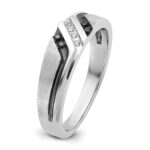 IBGoodman 14k White Gold with Black Rhodium Men's Polished Satin and Grooved 1/8 Carat AA Quality Black and White Diamond Ring - Image 9
