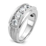 IBGoodman 14k White Gold 2 carat Lab Grown Diamond VS/SI+ G+ Five Stone Complete Polished Satin and Grooved Men's Ring - Image 6