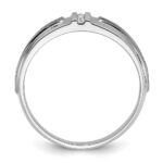 IBGoodman 14k White Gold with Black Rhodium 1/20 carat Lab Grown Diamond VS/SI+ G+ Complete Polished Satin and Grooved Five Stone Men's Ring - Image 2