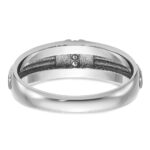 IBGoodman 14k White Gold with Black Rhodium 1/20 carat Lab Grown Diamond VS/SI+ G+ Complete Polished Satin and Grooved Five Stone Men's Ring - Image 5