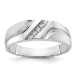 IBGoodman 10k White Gold Men's Polished Satin and Grooved 5-Stone Ring Mounting