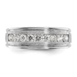 IBGoodman 14k White Gold 1/2 carat Lab Grown Diamond VS/SI+ G+ Nine Stone Complete Polished Brushed and Grooved Men's Ring - Image 4
