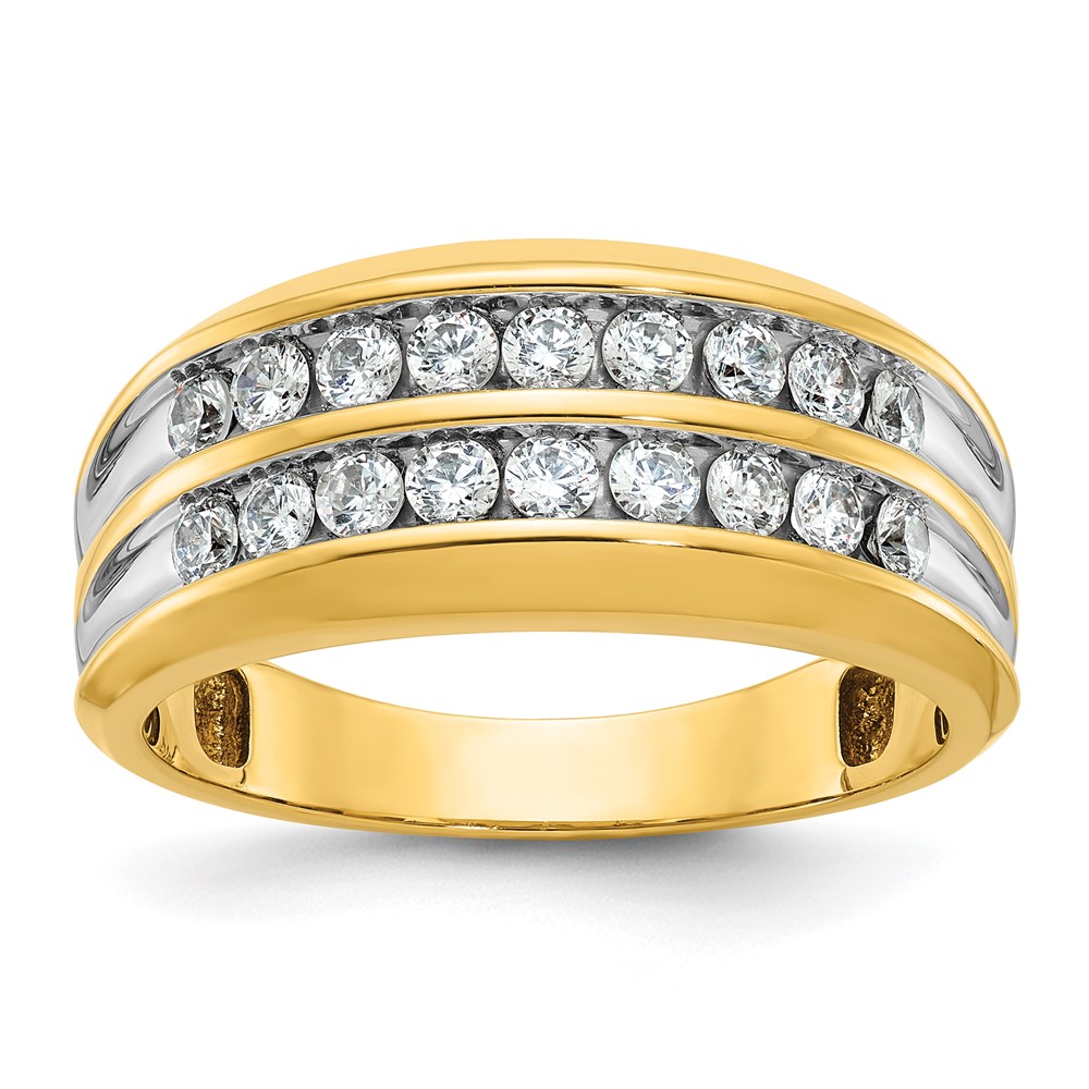 B64212-4YAA-1.jpg IBGoodman 14k with White Rhodium 3/4 carat Lab Grown Diamond VS/SI+ G+ Complete Two Row Men's Ring - Image 1