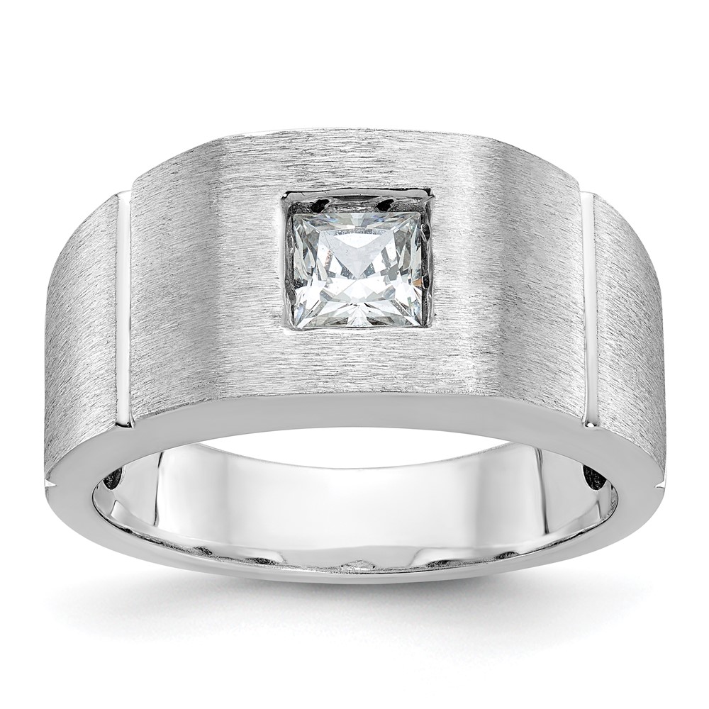 B64227-4WAA.jpg IBGoodman 14k White Gold 5/8 carat Lab Grown Diamond VS/SI+ G+ Complete Polished and Satin Men's Ring - Image 1