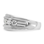 IBGoodman 14k White Gold Men's Polished and Grooved 1 3/4 Carat AA Quality Diamond Ring - Image 5