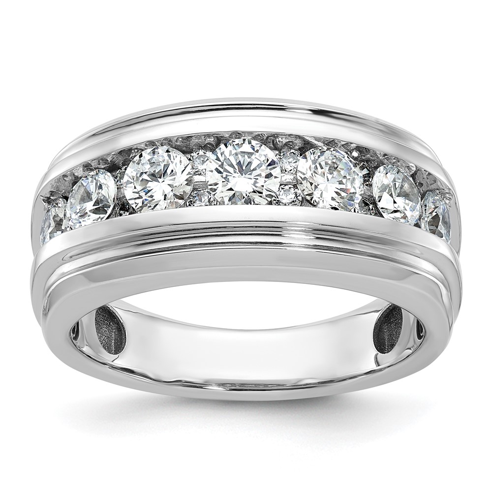 B64228-4WAA-6.jpg IBGoodman 14k White Gold 1 3/4 carat Lab Grown Diamond VS/SI+ G+ Five Stone Complete Men's Ring - Image 1