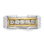 IBGoodman 14k Two-tone Men's Polished and Grooved 5-Stone 1/2 Carat AA Quality Diamond Ring - Image 6