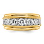 IBGoodman 10k with White Rhodium Men's Polished and Grooved 2 Carat A Quality Diamond Ring - Image 4