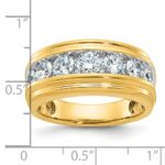IBGoodman 10k with White Rhodium Men's Polished and Grooved 2 Carat A Quality Diamond Ring - Image 2