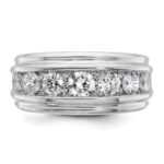 14k White Gold IBGoodman Men's Polished and Grooved Ring Mounting - Image 6