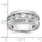 IBGoodman 14k White Gold Men's Polished and Grooved 2 Carat AA Quality Diamond Ring - Image 3