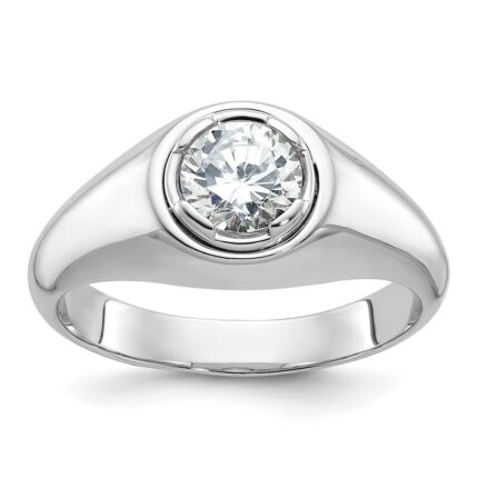 IBGoodman 14k White Gold 1 carat Lab Grown Diamond VS/SI+ G+ Round Complete Men's Ring