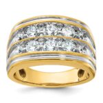 14k IBGoodman Men's Polished and Grooved 2-Row Ring Mounting