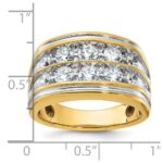 IBGoodman 14k with White Rhodium Men's Polished and Grooved 2-Row 2 Carat AA Quality Diamond Ring - Image 7