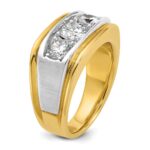 IBGoodman 14k Two-tone Men's Polished and Satin 3-Stone Ring Mounting - Image 6