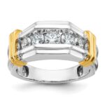 IBGoodman 14k Two-tone Men's Polished and Grooved 5-Stone 1 Carat AA Quality Diamond Ring