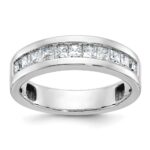 IBGoodman 14k White Gold Men's Polished Square 11-Stone 1 Carat AA Quality Diamond Ring