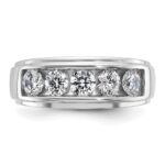 IBGoodman 14k White Gold Men's Polished and Grooved 5-Stone 1 1/5 Carat AA Quality Diamond Ring - Image 5