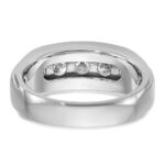 IBGoodman 14k White Gold Men's Polished and Grooved 5-Stone 1 1/5 Carat AA Quality Diamond Ring - Image 6