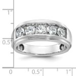 IBGoodman 14k White Gold Men's Polished and Grooved 5-Stone 1 1/5 Carat AA Quality Diamond Ring - Image 2