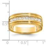 IBGoodman 14k Men's Polished and Satin Square 10-Stone 1/2 Carat AA Quality Diamond Ring - Image 3