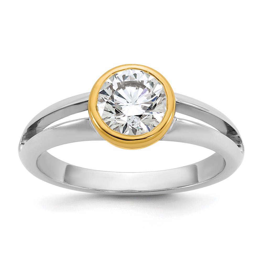 B64328L-4WYAA.jpg IBGoodman 14k Two-Tone 1 carat Lab Grown Diamond VS/SI+ G+ Complete Ladies Wedding Band - Image 1