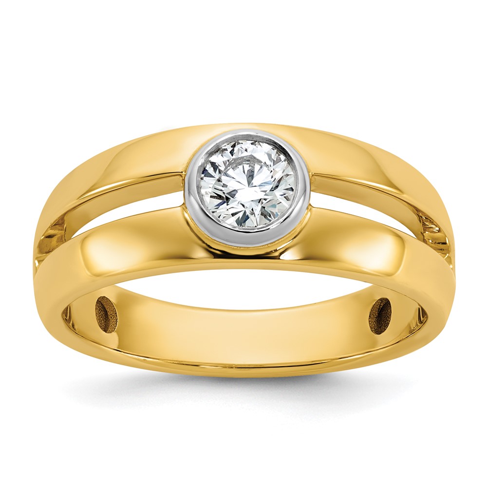 B64333G-4YWAA.jpg IBGoodman 14k Two-Tone 1/2 carat Lab Grown Diamond VS/SI+ G+ Complete Men's Wedding Band - Image 1