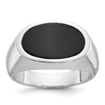 14k White Gold IBGoodman Men's East-West Oval Onyx Complete Ring