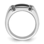 14k White Gold IBGoodman Men's Onyx and 1/4 carat Black Diamond Complete Ring - Image 2